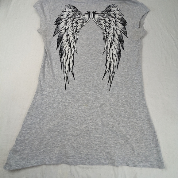 Angel Wings on Front and Back - Dramatic Sexy!  Grey with Bling on Front Large - Picture 7 of 9